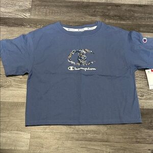 Champion Kids Short Sleeve Tee in Blue with Graphic Logo